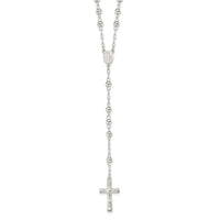 Sterling Silver Polished Beaded 26 inch Rosary