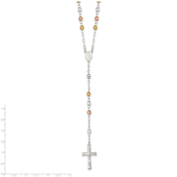 Sterling Silver Rose and Gold-plated Mirror Beads 26 inch Rosary