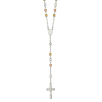 Sterling Silver Rose and Gold-plated Mirror Beads 26 inch Rosary