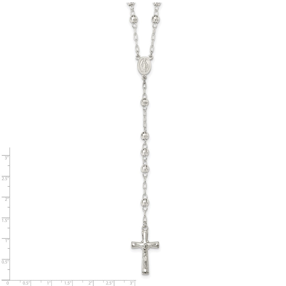 Sterling Silver Polished Mirror Beads 26 inch Rosary