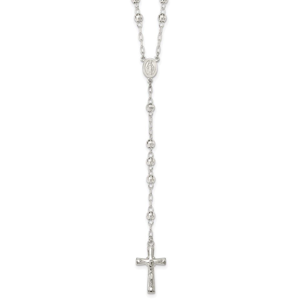 Sterling Silver Polished Mirror Beads 26 inch Rosary