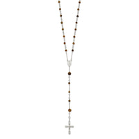 Sterling Silver Polished Tiger Eye Beads 33 inch Rosary