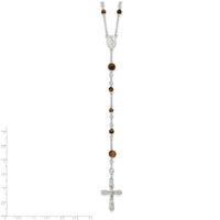 Sterling Silver Polished Tiger Eye Beads 33 inch Rosary