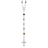 Sterling Silver Polished Tiger Eye Beads 33 inch Rosary