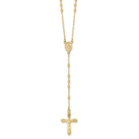 Sterling Silver Flash Gold-plated Polished Crucifix Rosary 18 inch Necklace