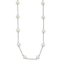 Sterling Silver Rh-plated Fresh Water Cultured Pearl Necklace