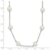 Sterling Silver Rh-plated (6-7mm) Fresh Water Cultured Pearl Necklace