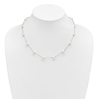 Sterling Silver Rh-plated (6-7mm) Fresh Water Cultured Pearl Necklace