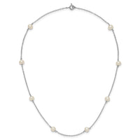 Sterling Silver Rh-plated 5-6mm Freshwater Cultured Pearl Necklace