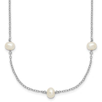 Sterling Silver RH-plated 4-5mm Freshwater Cultured Pearl Necklace