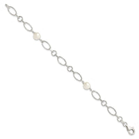 Sterling Silver Polished FW Cultured Pearl Bracelet