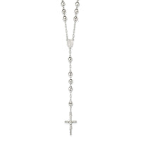 Sterling Silver Polished Mirror Beaded 26 inch Rosary