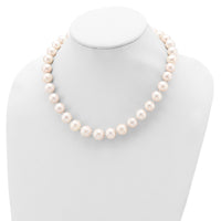 Sterling Silver Rhodium 11-12mm White FW Cultured Pearl Necklace