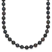Sterling Silver Rhod-plated 4-5mm Black FWC Pearl Necklace