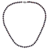 Sterling Silver Rhod-plated 5-6mm Black FWC Pearl Necklace