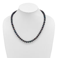 Sterling Silver Rhod-plated 8-9mm Black FWC Pearl Necklace