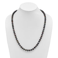 Sterling Silver Rhod-plated 8-9mm Black FWC Pearl Necklace