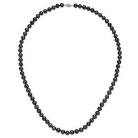 Sterling Silver Rhod-plated 8-9mm Black FWC Pearl Necklace