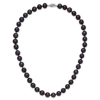 Sterling Silver Rhod-plated 10-11mm Black FWC Pearl Necklace
