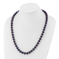 Sterling Silver Rhod-plated 10-11mm Black FWC Pearl Necklace
