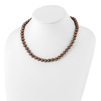 Sterling Silver Rhodium 8-9mm Brown FWC Pearl Necklace