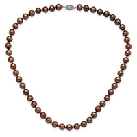 Sterling Silver Rhodium 8-9mm Brown FWC Pearl Necklace