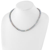 Sterling Silver Rhodium 6-7mm Grey FWC Pearl Necklace