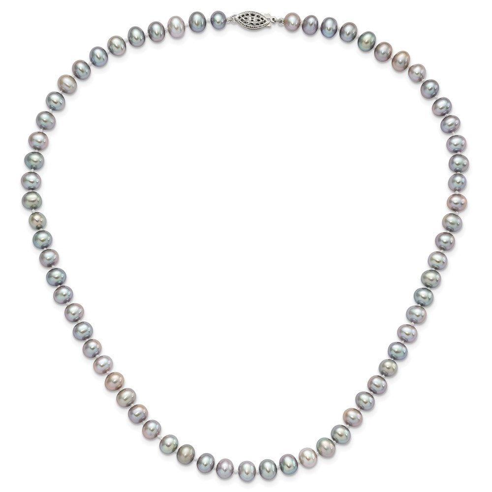 Sterling Silver Rhodium 6-7mm Grey FWC Pearl Necklace