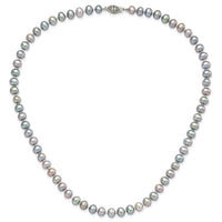 Sterling Silver Rhodium 6-7mm Grey FWC Pearl Necklace