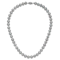 Sterling Silver Rhodium 7-8mm Grey FWC Pearl Necklace