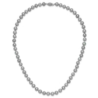 Sterling Silver Rhodium 7-8mm Grey FWC Pearl Necklace
