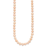 Sterling Silver Rhod-plated 6-7mm Pink FWC Pearl Necklace