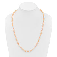 Sterling Silver Rhod-plated 6-7mm Pink FWC Pearl Necklace
