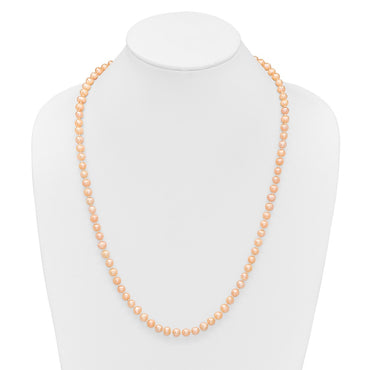 Sterling Silver Rhod-plated 6-7mm Pink FWC Pearl Necklace