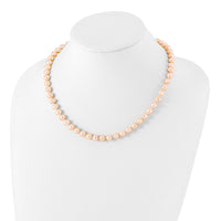 Sterling Silver Rhod-plated 7-8mm Pink FWC Pearl Necklace