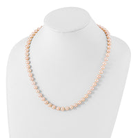 Sterling Silver Rhod-plated 7-8mm Pink FWC Pearl Necklace