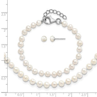 SS RH-pltd 4-5mm FWC Pearl 14in Necklace 5in Bracelet & Earring Set