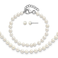SS RH-pltd 4-5mm FWC Pearl 14in Necklace 5in Bracelet & Earring Set