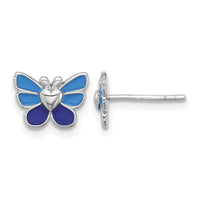 Sterling Silver RH-pltd Butterfly Earring, Pendant & Adjustable Ring Set
