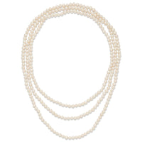 6-7mm White Semi-round Freshwater Cultured Pearl Endless Necklace