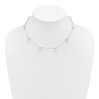 Sterling Silver Rhodium-plated 9 station FWC Pearl Chain Necklace