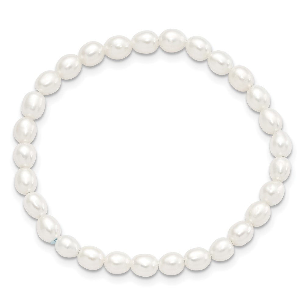 4-5mm White Rice Freshwater Cultured Pearl Small Stretch Bracelet
