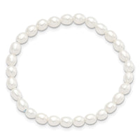 4-5mm White Rice Freshwater Cultured Pearl Small Stretch Bracelet