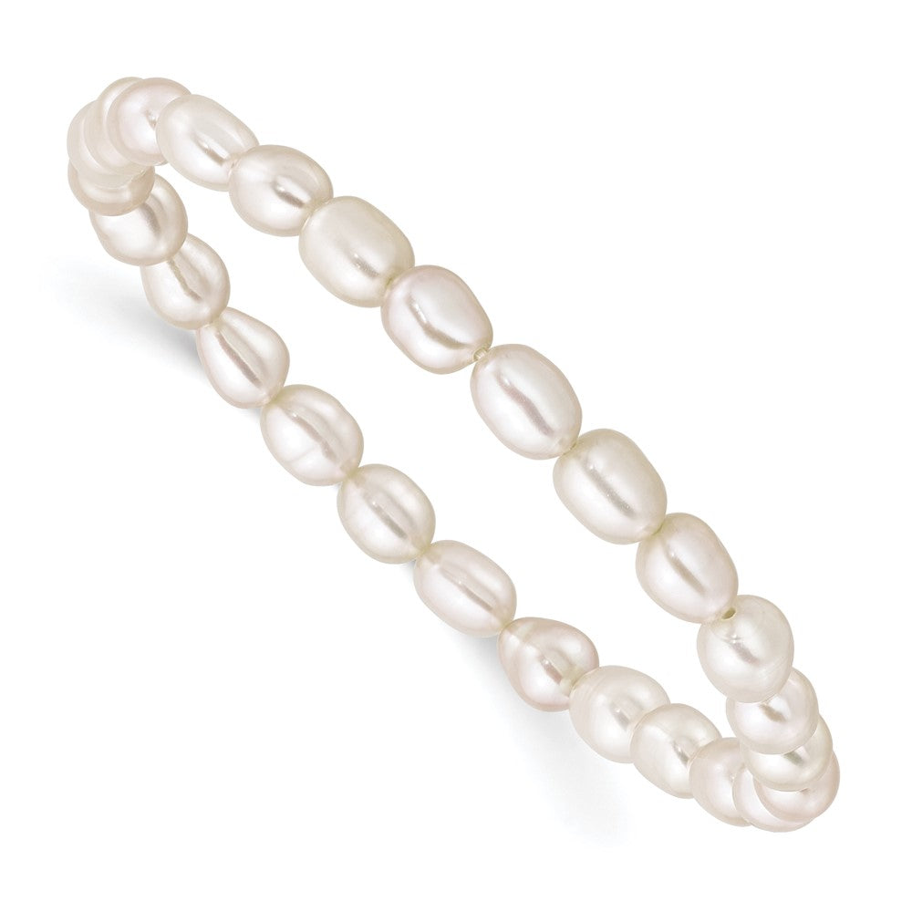 4-5mm White Rice Freshwater Cultured Pearl Small Stretch Bracelet