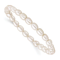 4-5mm White Rice Freshwater Cultured Pearl Small Stretch Bracelet