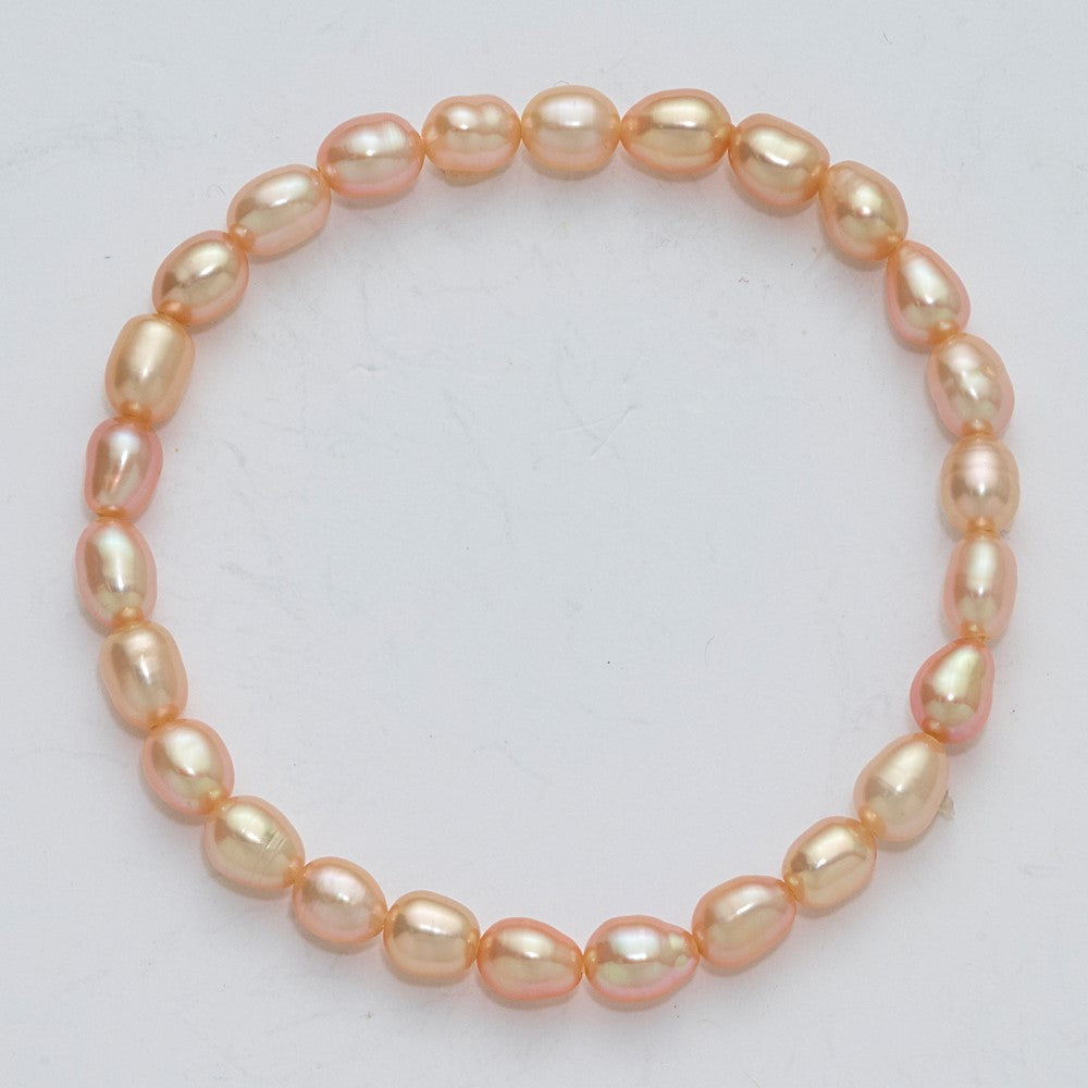 4-5mm Pink Rice Freshwater Cultured Pearl Small Stretch Bracelet