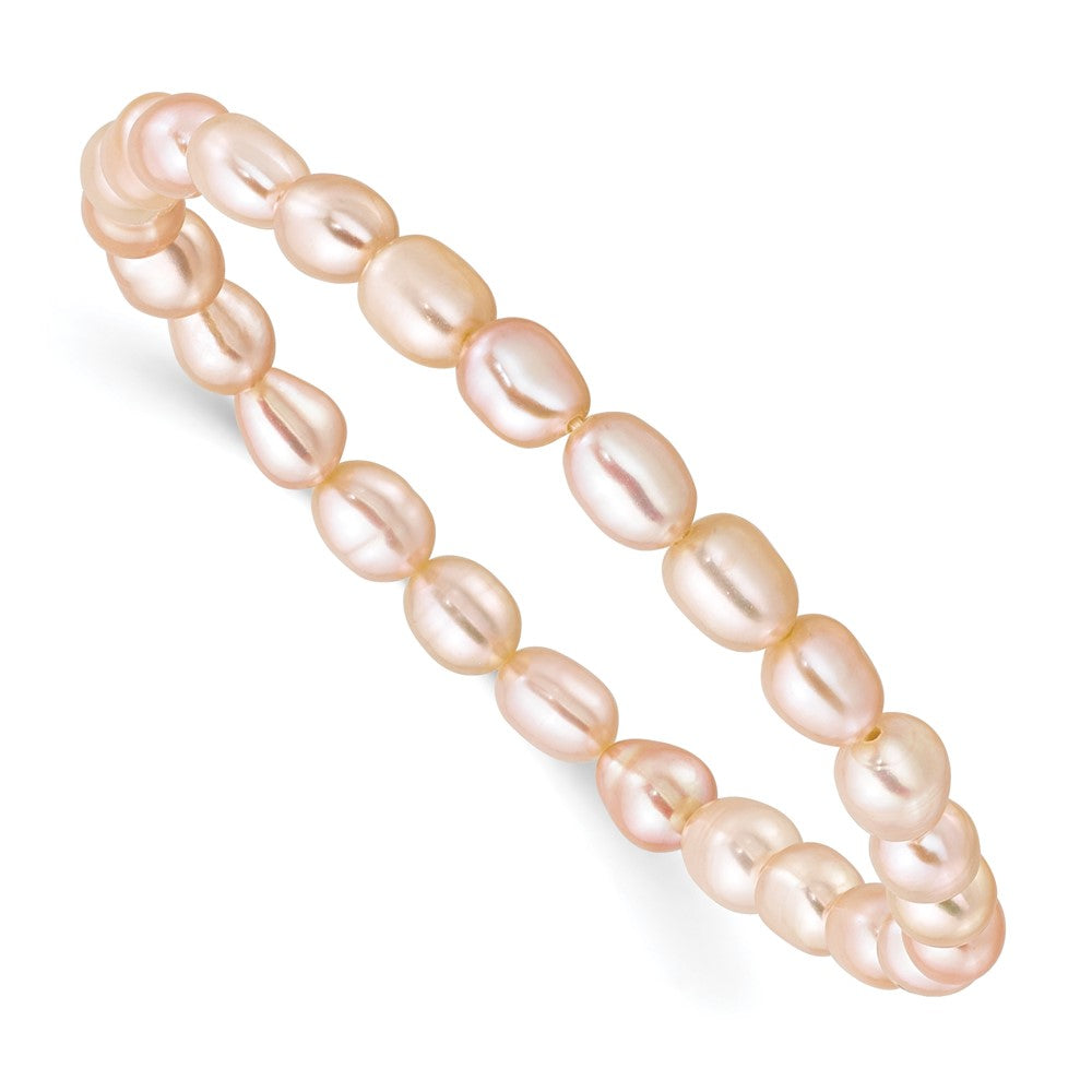 4-5mm Pink Rice Freshwater Cultured Pearl Small Stretch Bracelet