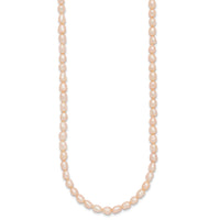 Sterling Silver RH-plate 4-5mm Pink Rice FWC Pearl Children's Necklace