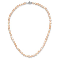 Sterling Silver RH-plate 4-5mm Pink Rice FWC Pearl Children's Necklace