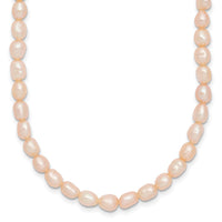Sterling Silver RH-plate 4-5mm Pink Rice FWC Pearl Children's Necklace